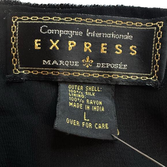 Women's Vintage Express International Silk Beaded Camisole  Goth Punk Top L - Picture 2 of 9